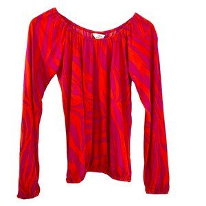 Flora Kung deep pink orange silk jersey Boho blouson top